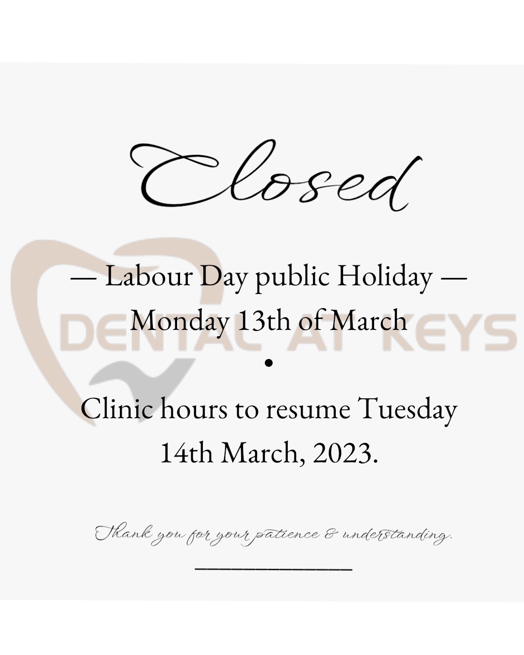Closed -Labour Day!