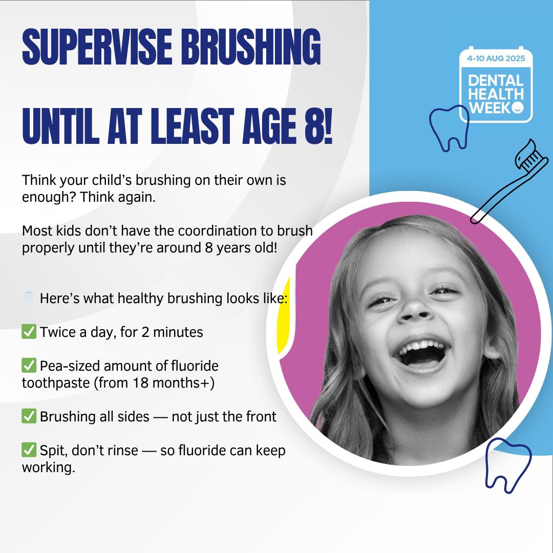 Supervise brushing until at least age 8! 🪥🪥