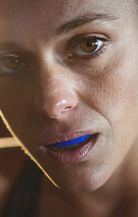 woman wearing a mouthguard