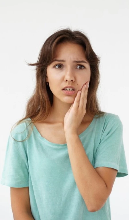 Woman Holding Face With Tooth Ache Root Canal Infection
